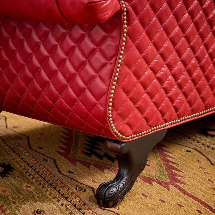 Inler Red Leather Duncan Phyfe Sofa