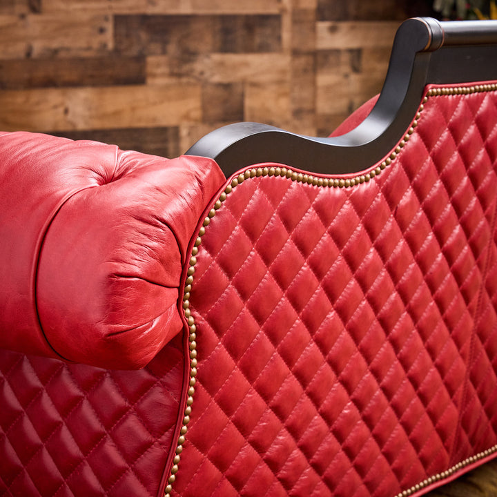 Inler Red Leather Duncan Phyfe Sofa
