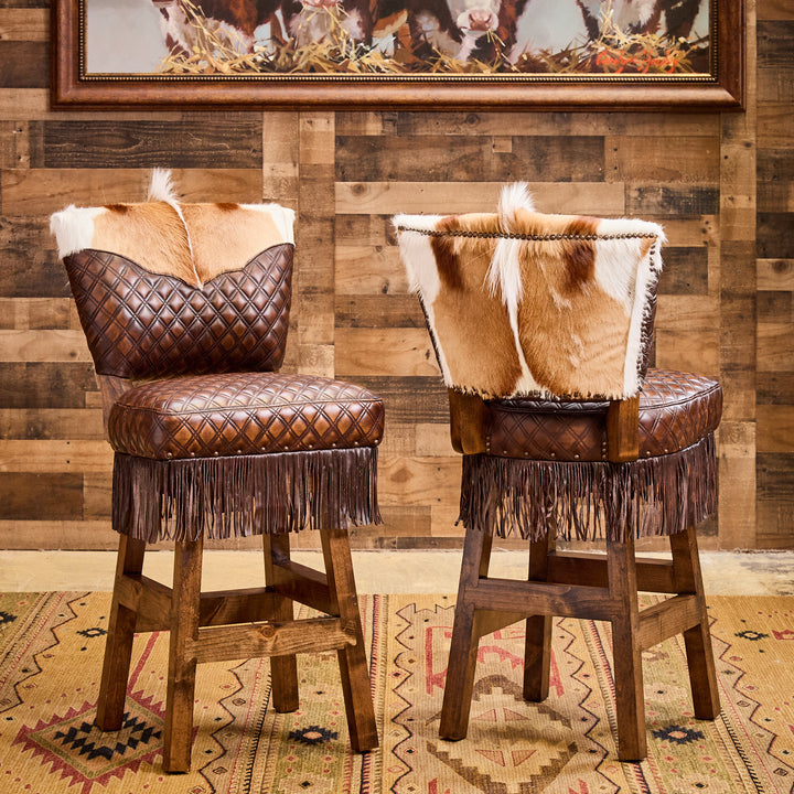Abernathy Springbok Leather Bar Stool