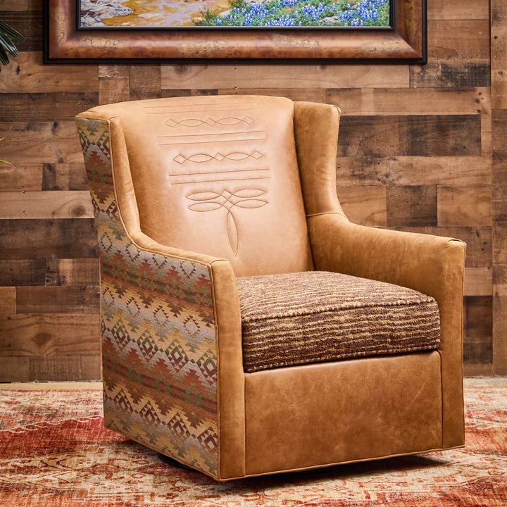 Rio Grande Southwestern Leather Swivel Chair