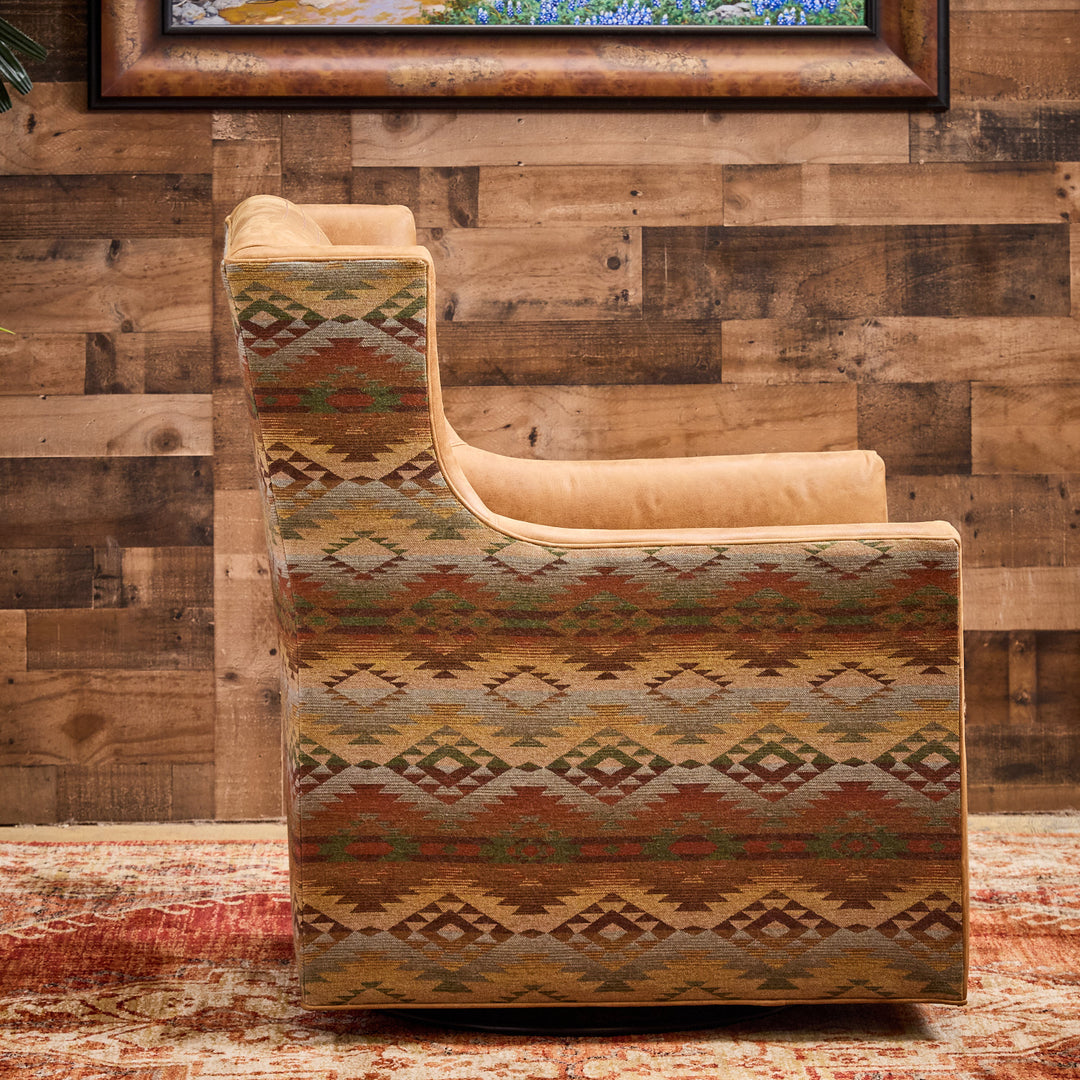 Rio Grande Southwestern Leather Swivel Chair