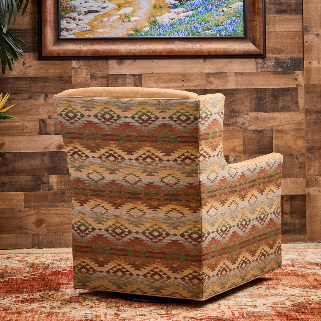 Rio Grande Southwestern Leather Swivel Chair