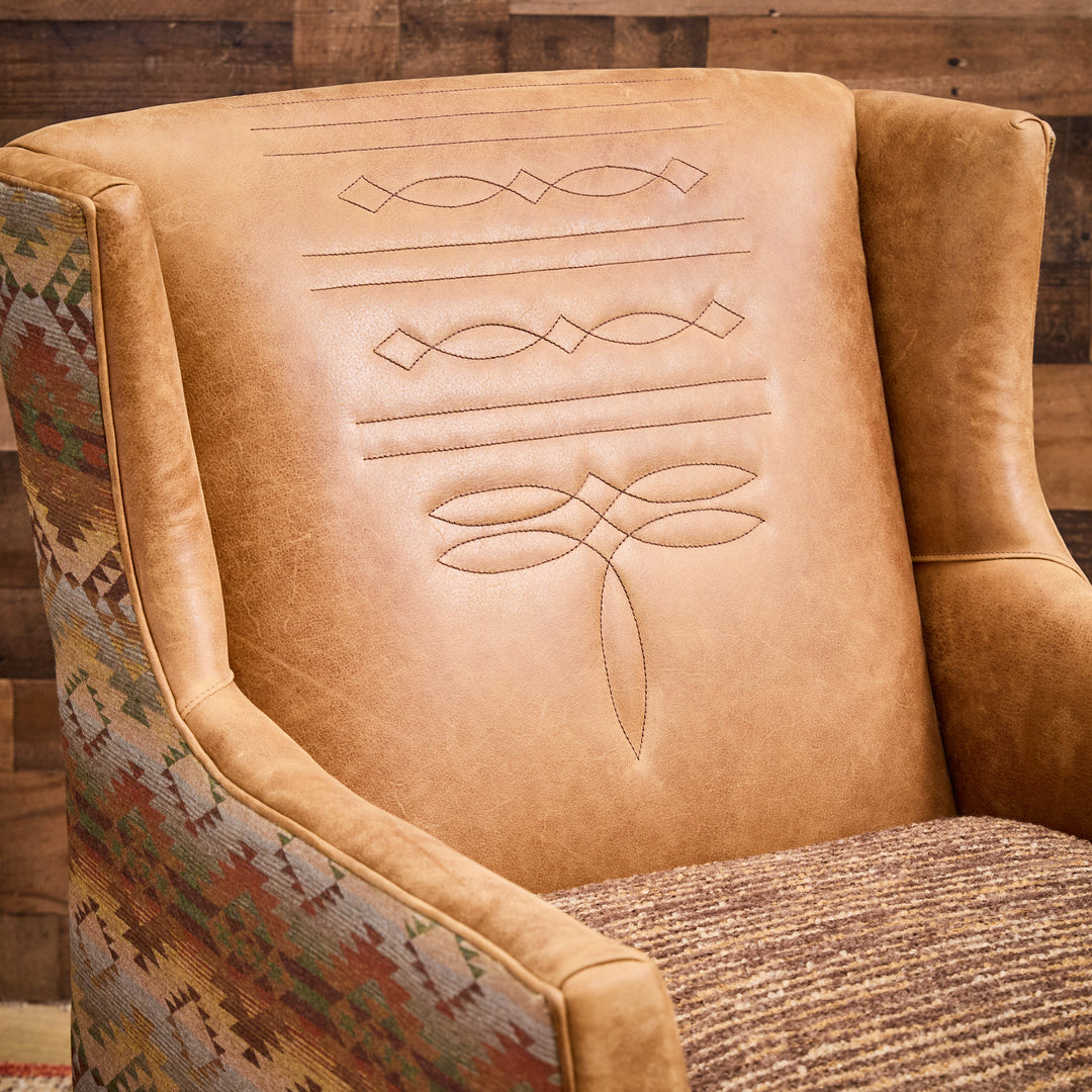 Rio Grande Southwestern Leather Swivel Chair