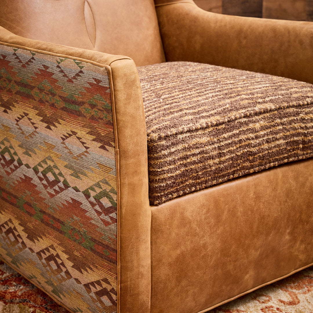 Rio Grande Southwestern Leather Swivel Chair