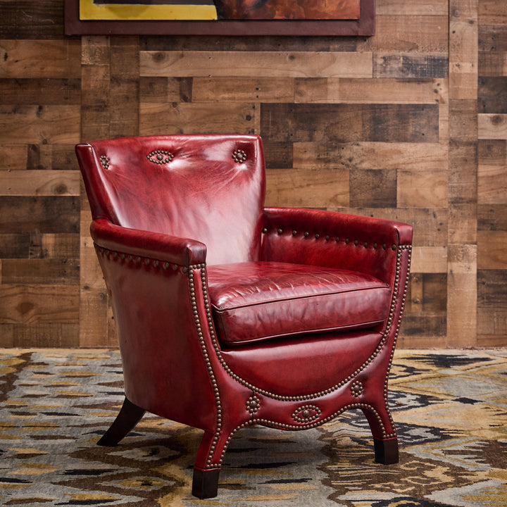 Garnet Burnished Leather Accent Chair