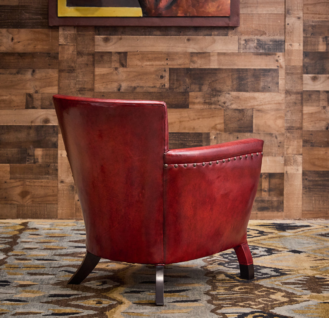 Garnet Burnished Leather Accent Chair