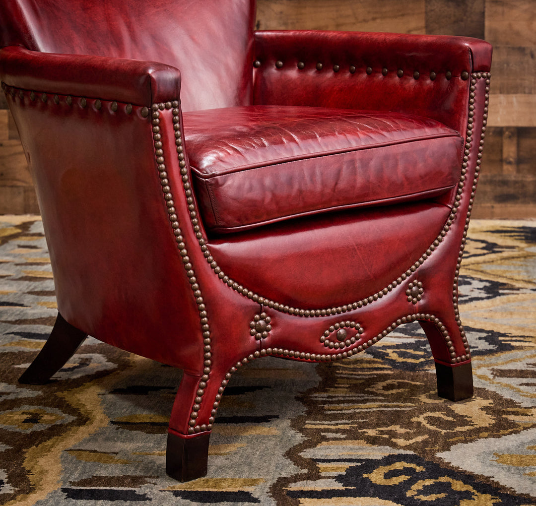 Garnet Burnished Leather Accent Chair