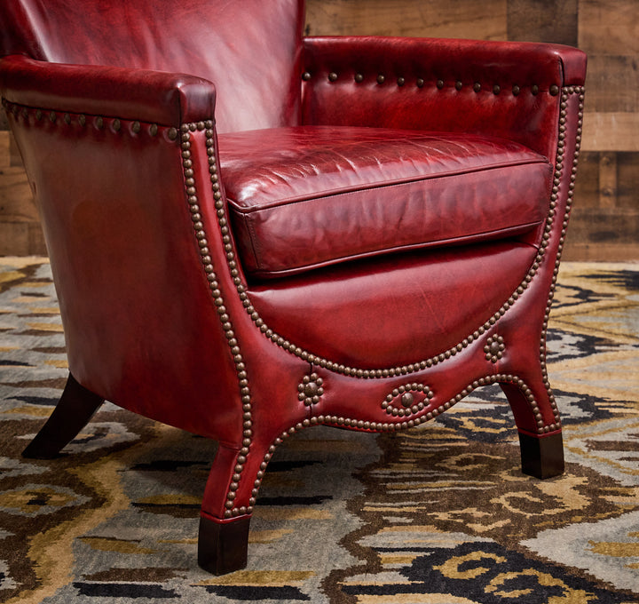 Garnet Burnished Leather Accent Chair