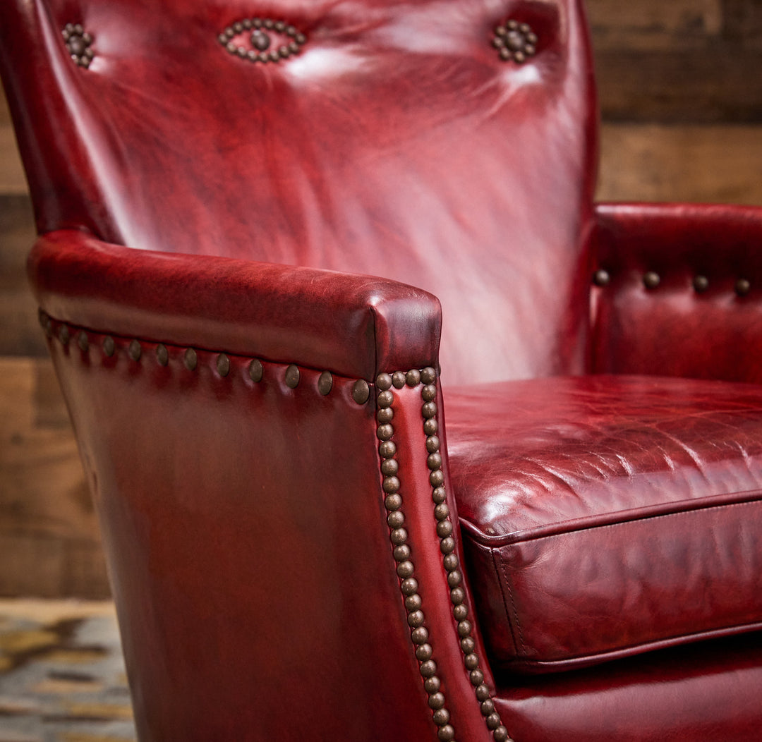 Garnet Burnished Leather Accent Chair