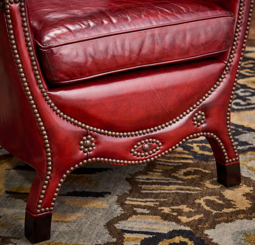 Garnet Burnished Leather Accent Chair