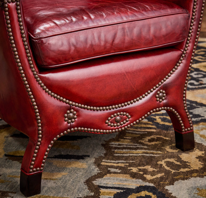 Garnet Burnished Leather Accent Chair