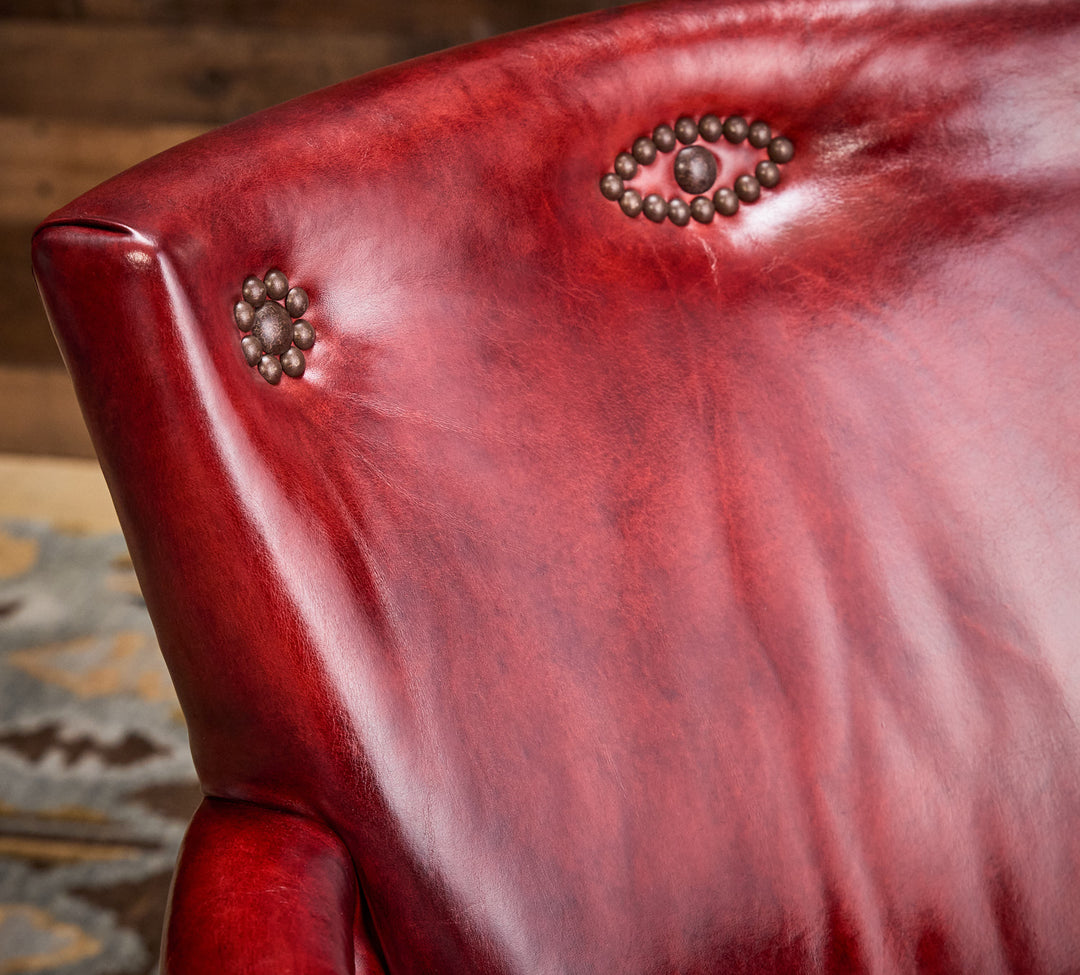 Garnet Burnished Leather Accent Chair