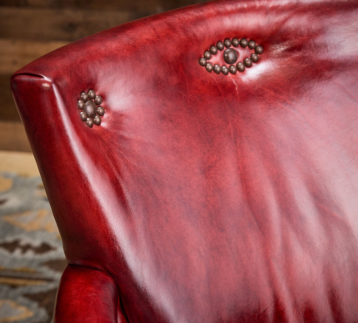 Garnet Burnished Leather Accent Chair