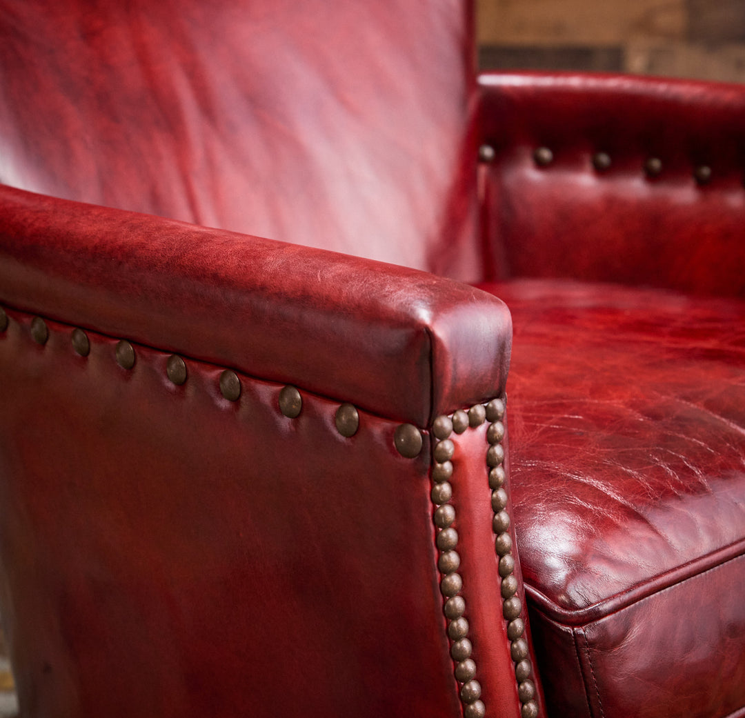 Garnet Burnished Leather Accent Chair
