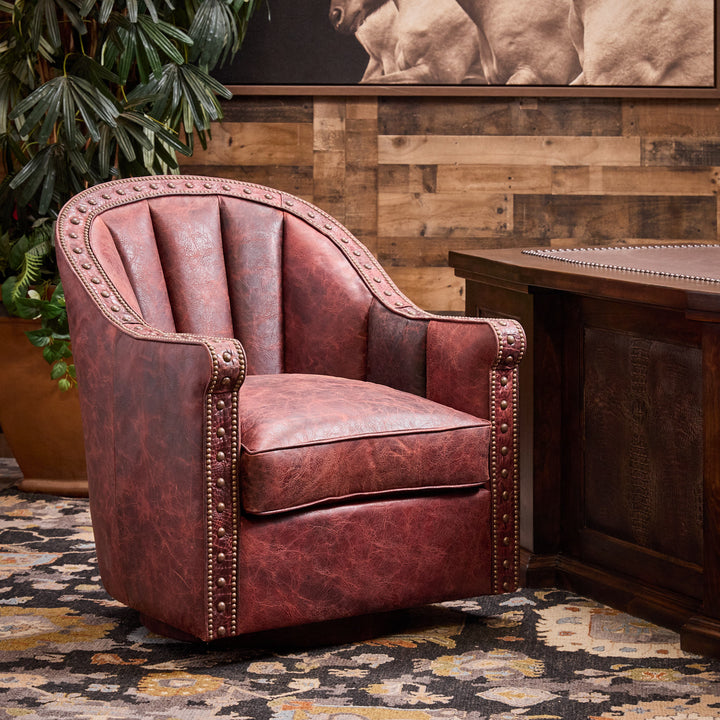 Crimson Leather Cigar Chair