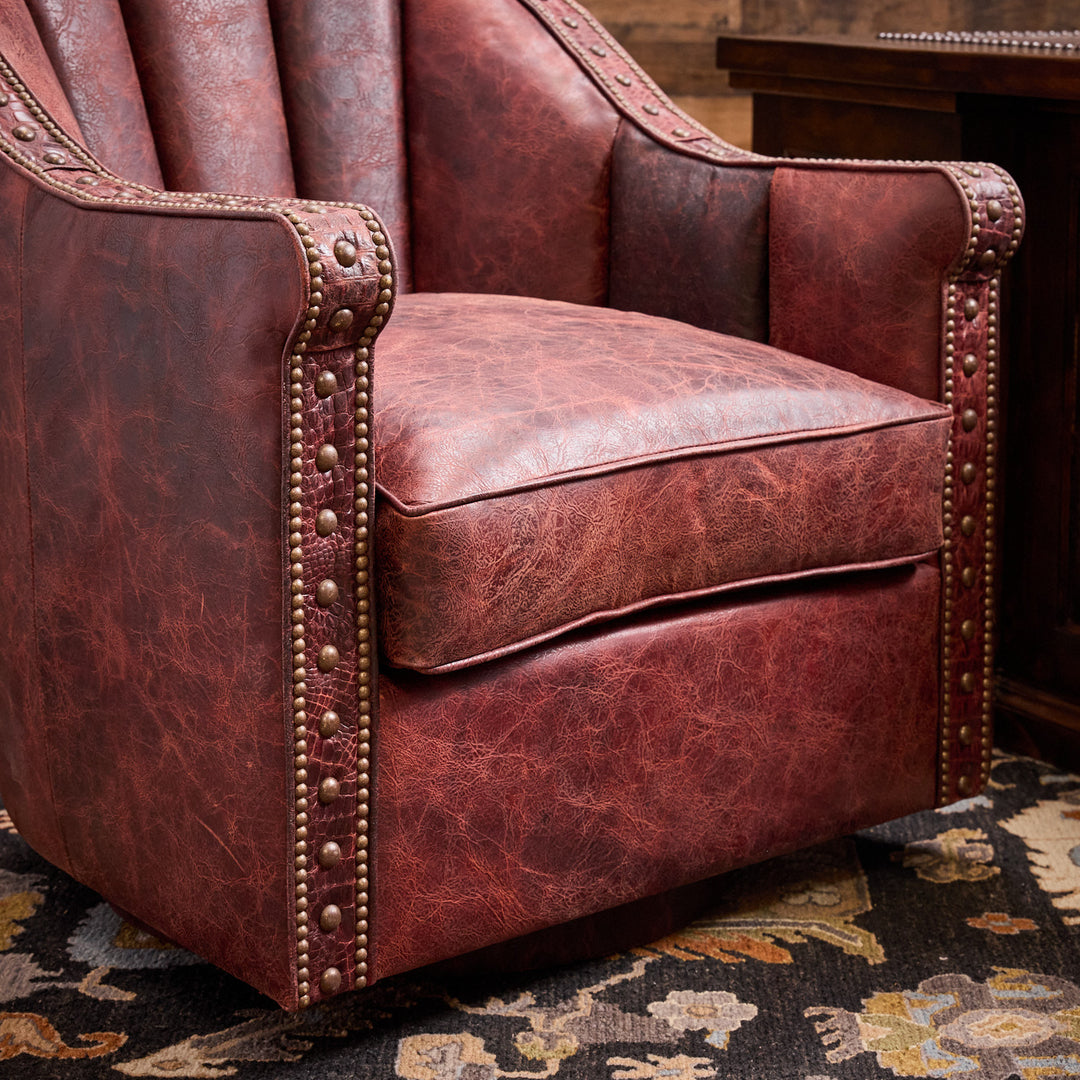 Crimson Leather Cigar Chair