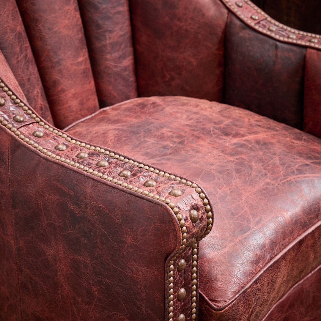 Crimson Leather Cigar Chair