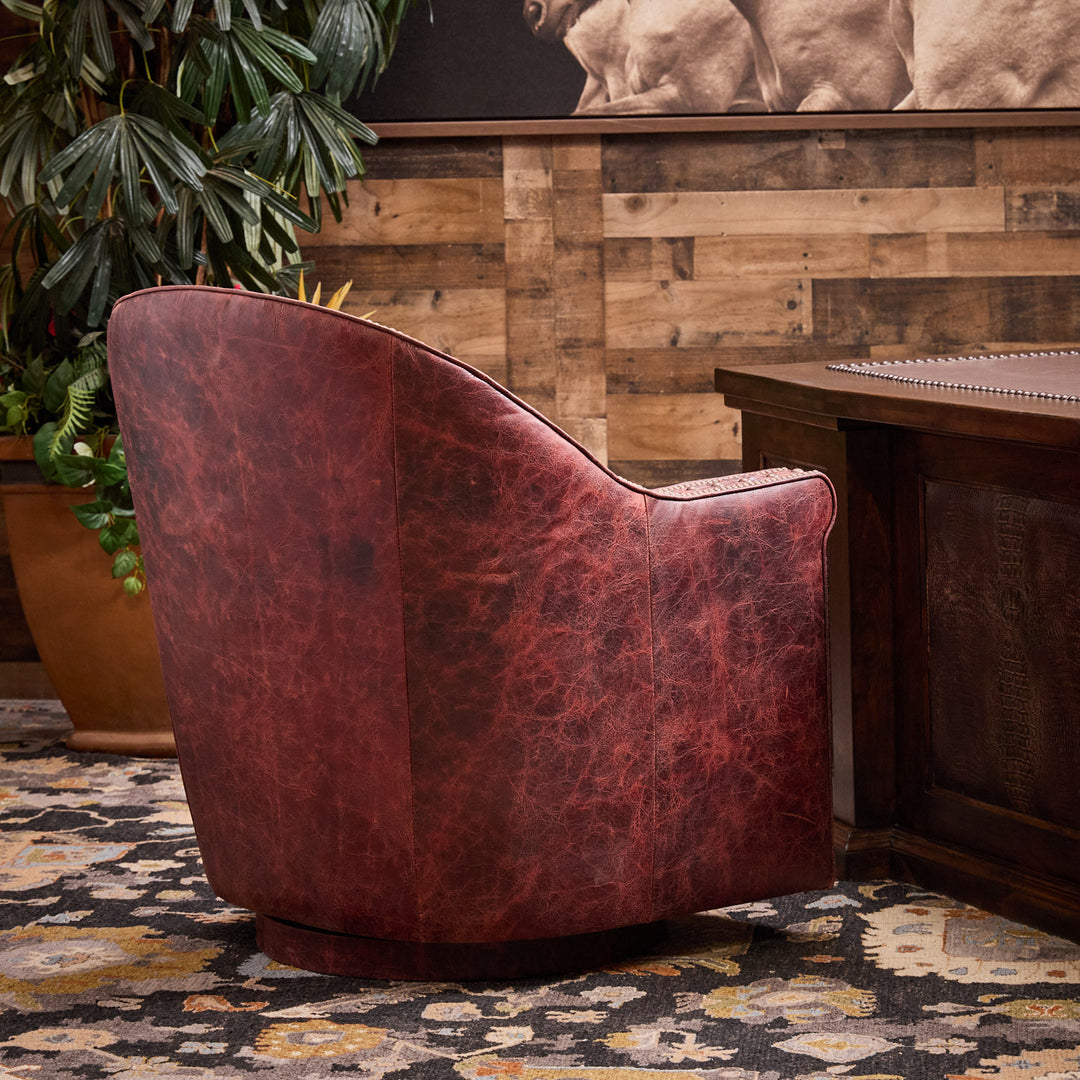 Crimson Leather Cigar Chair