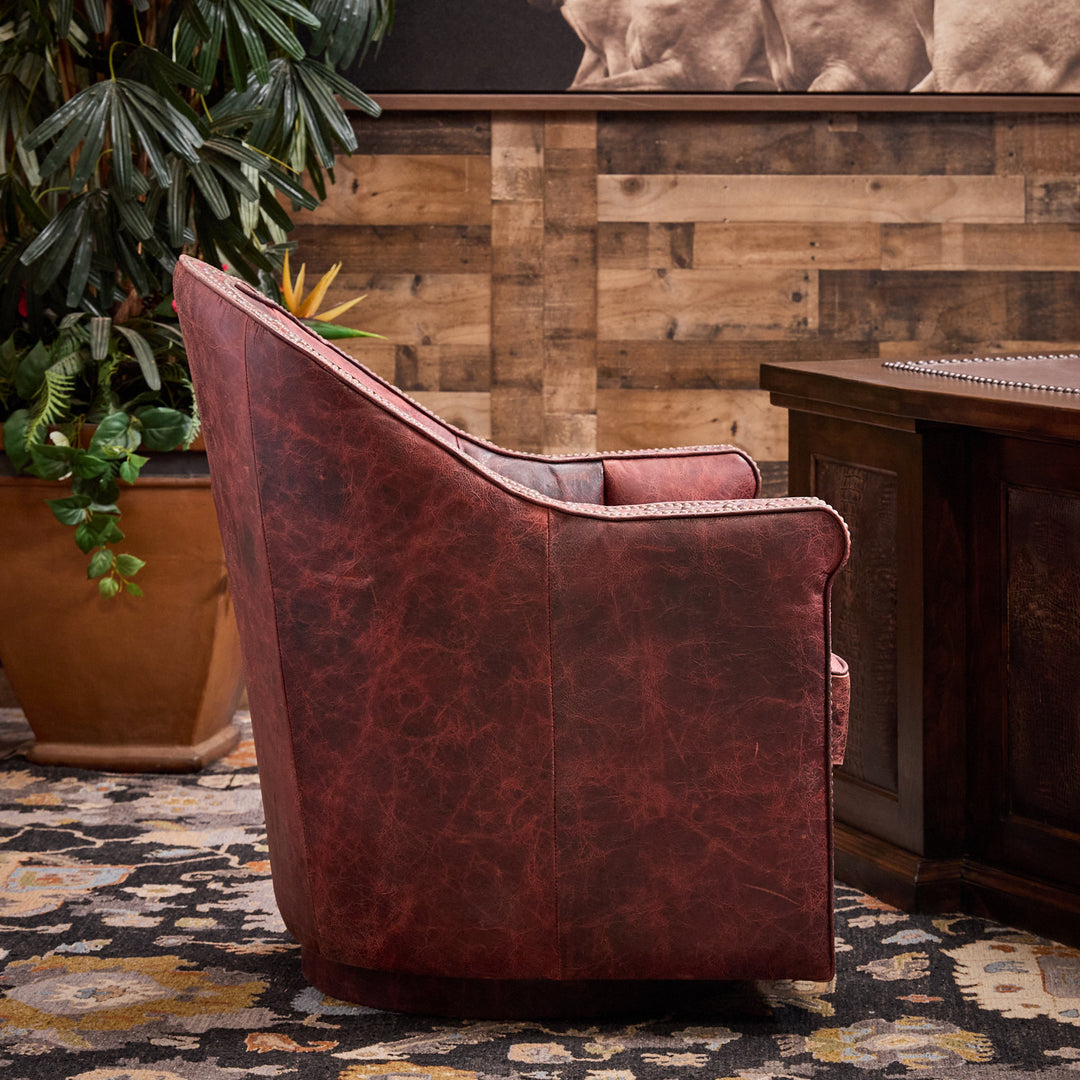 Crimson Leather Cigar Chair