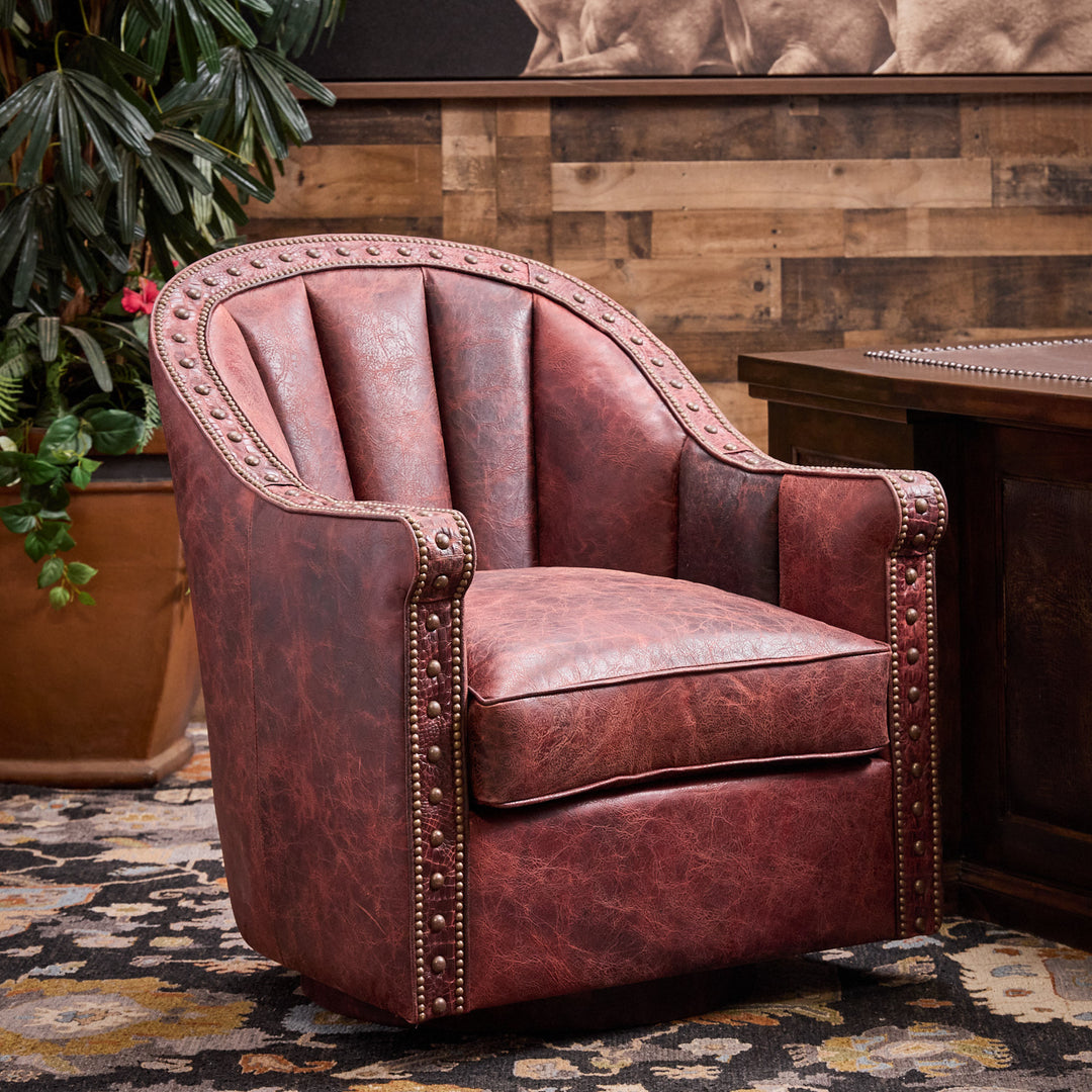 Crimson Leather Cigar Chair