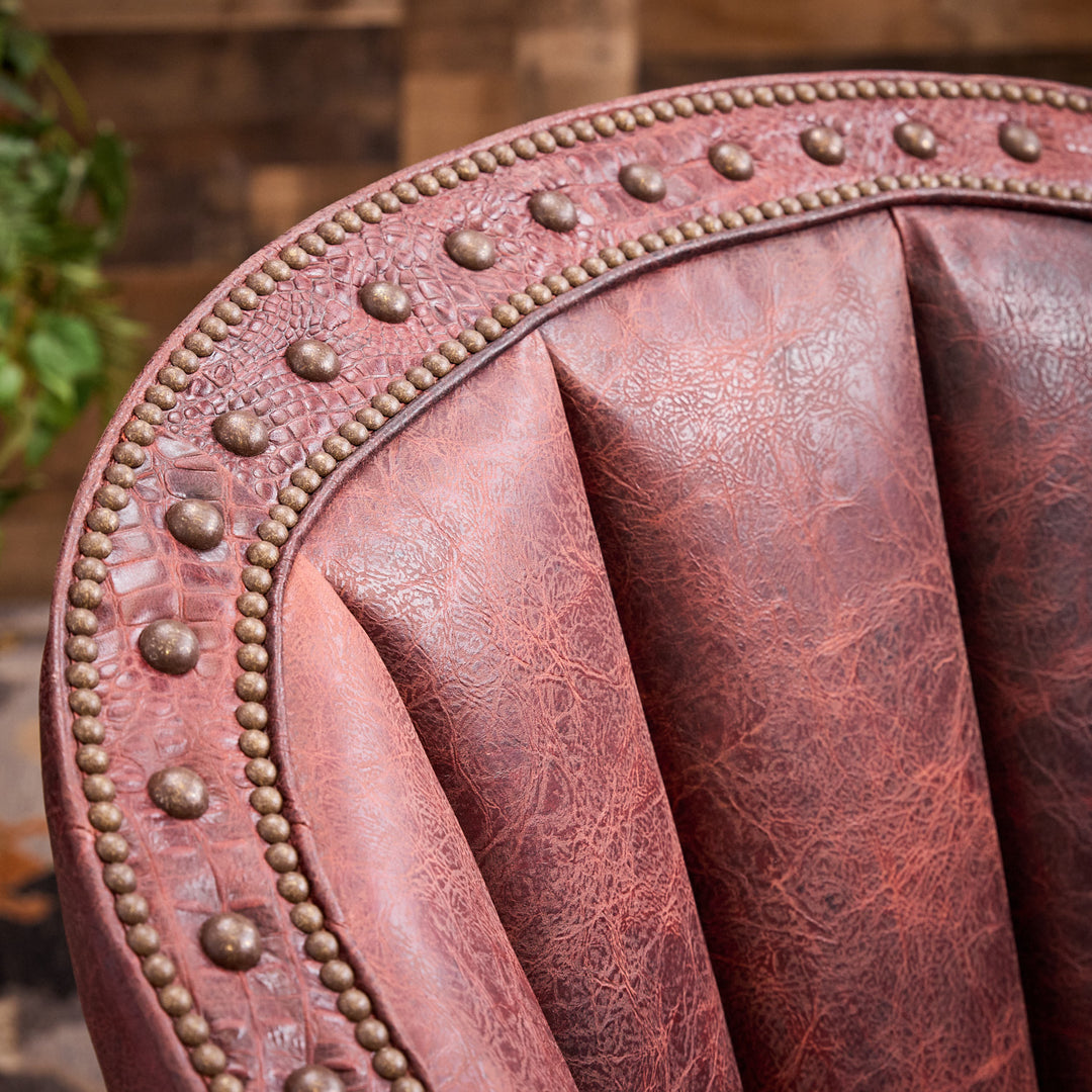 Crimson Leather Cigar Chair