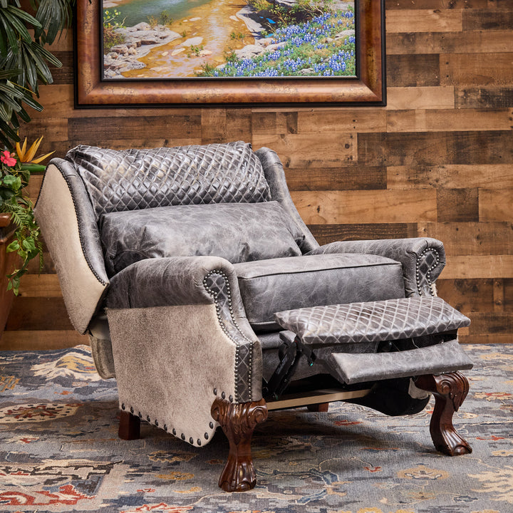 Gray Roan Leather Recliner