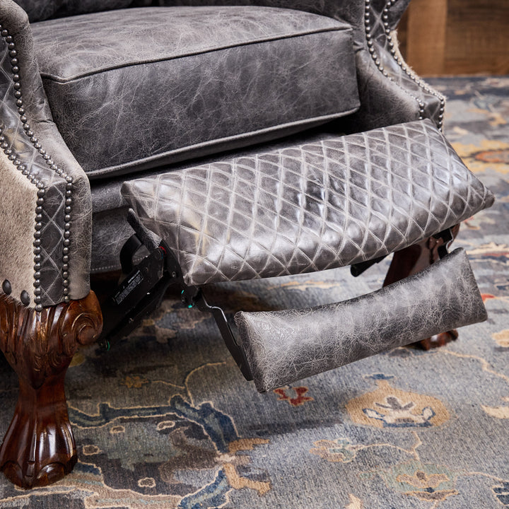 Gray Roan Leather Recliner