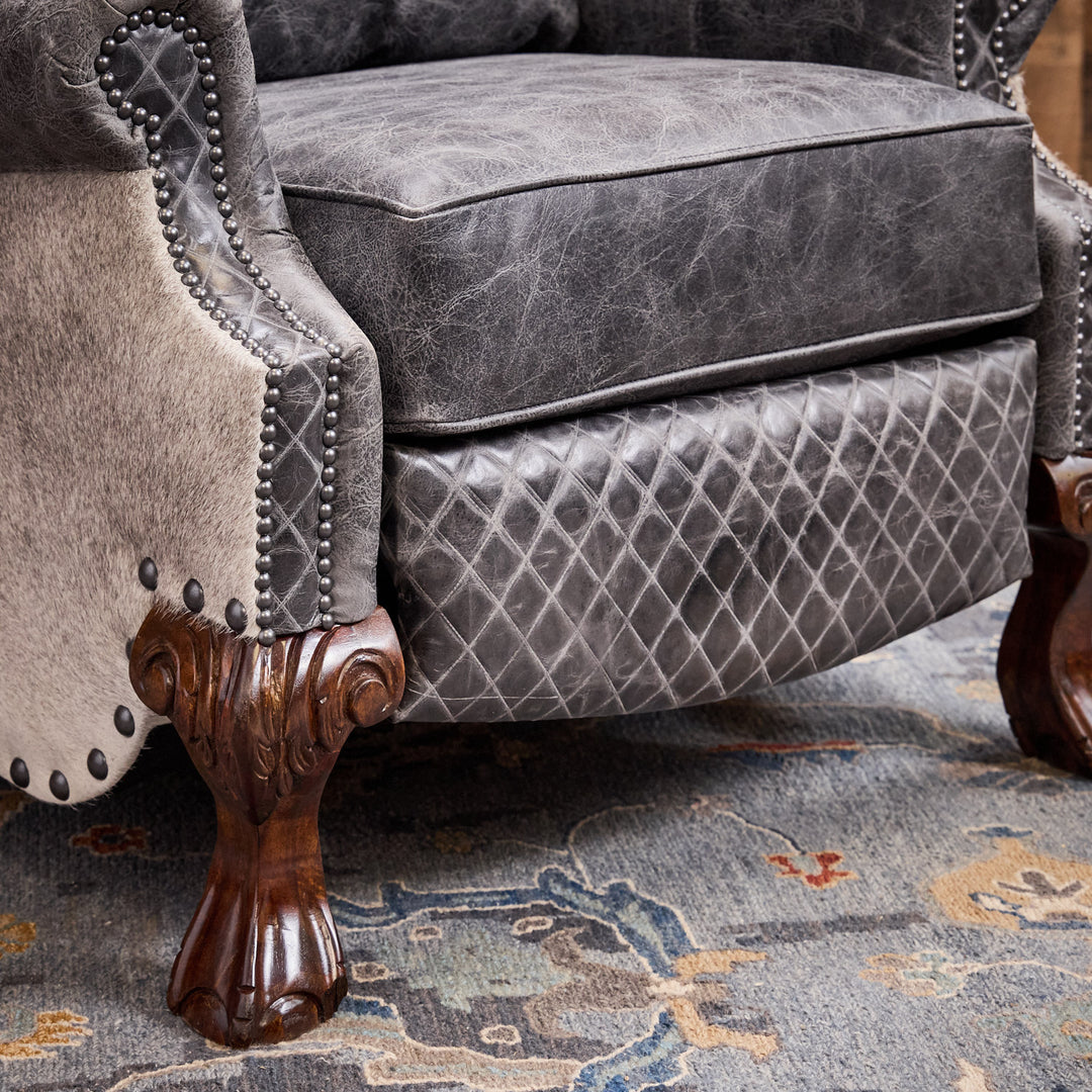 Gray Roan Leather Recliner