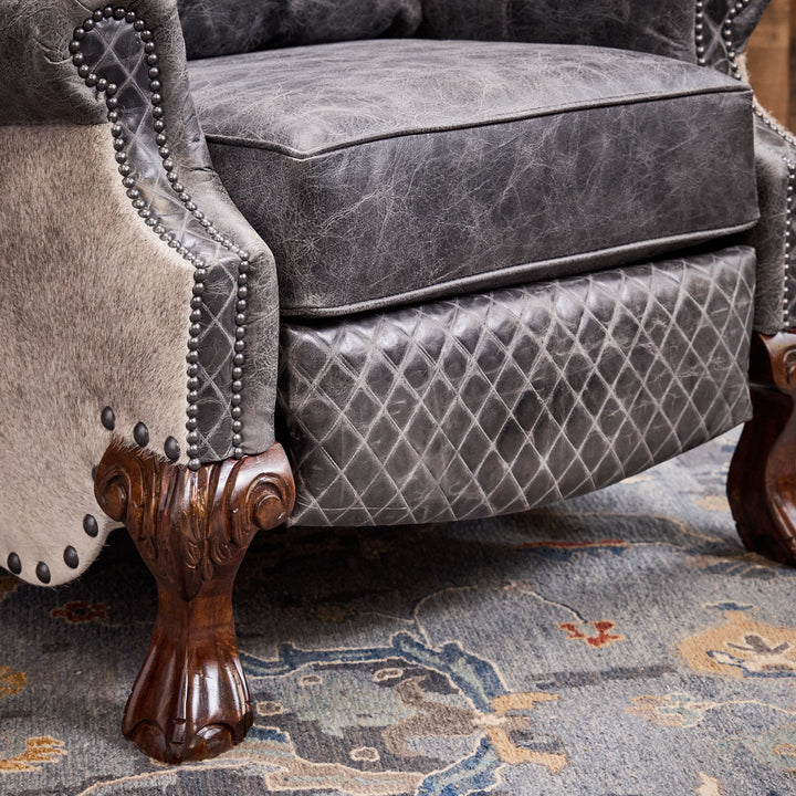 Gray Roan Leather Recliner