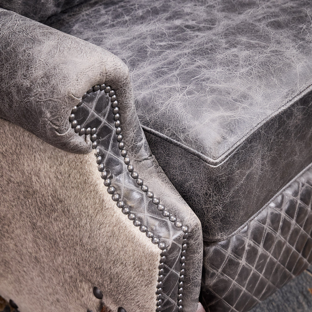 Gray Roan Leather Recliner