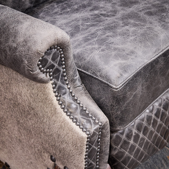 Gray Roan Leather Recliner