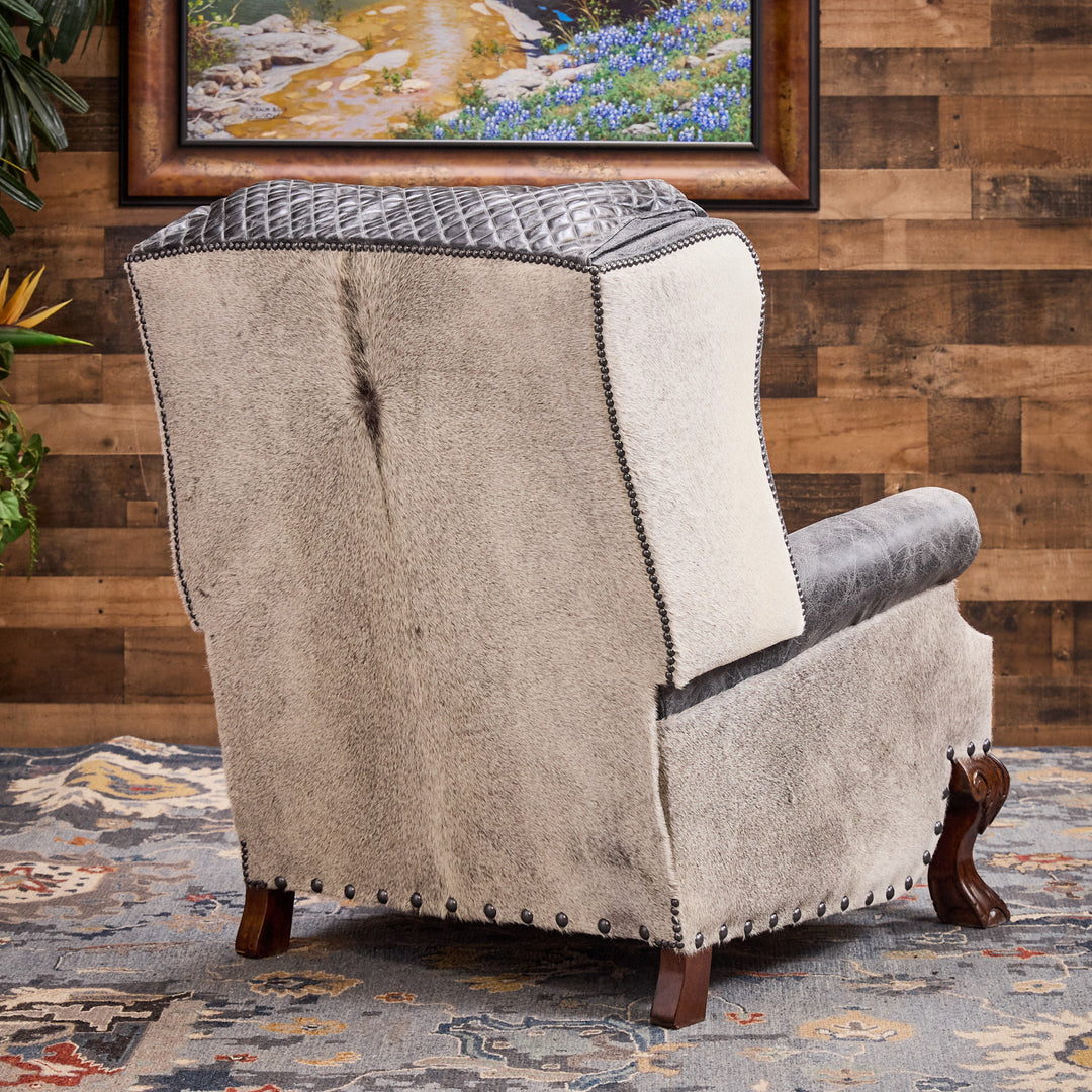 Gray Roan Leather Recliner