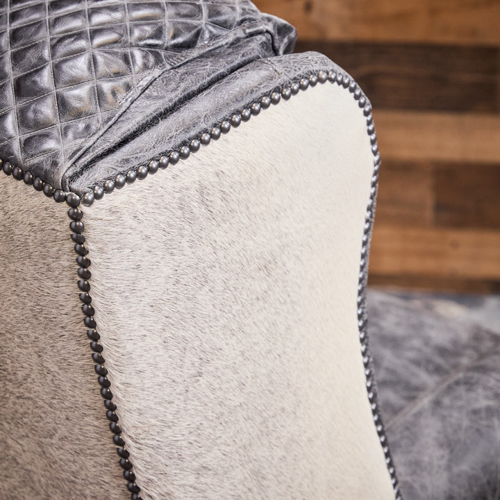 Gray Roan Leather Recliner