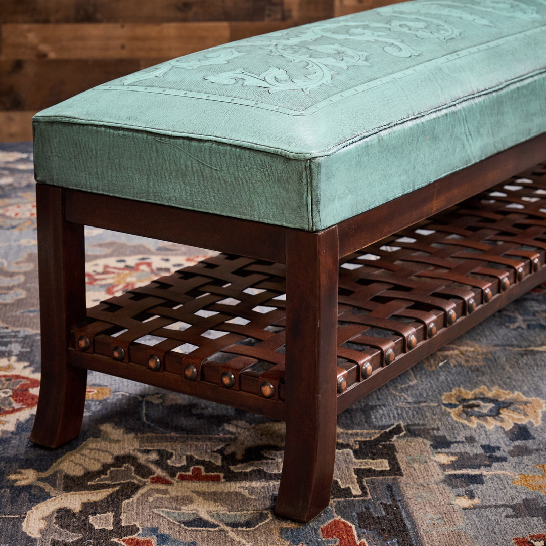 Rio Hondo Tooled Leather Bench