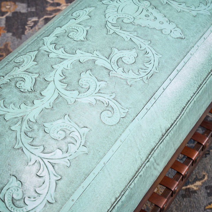 Rio Hondo Tooled Leather Bench