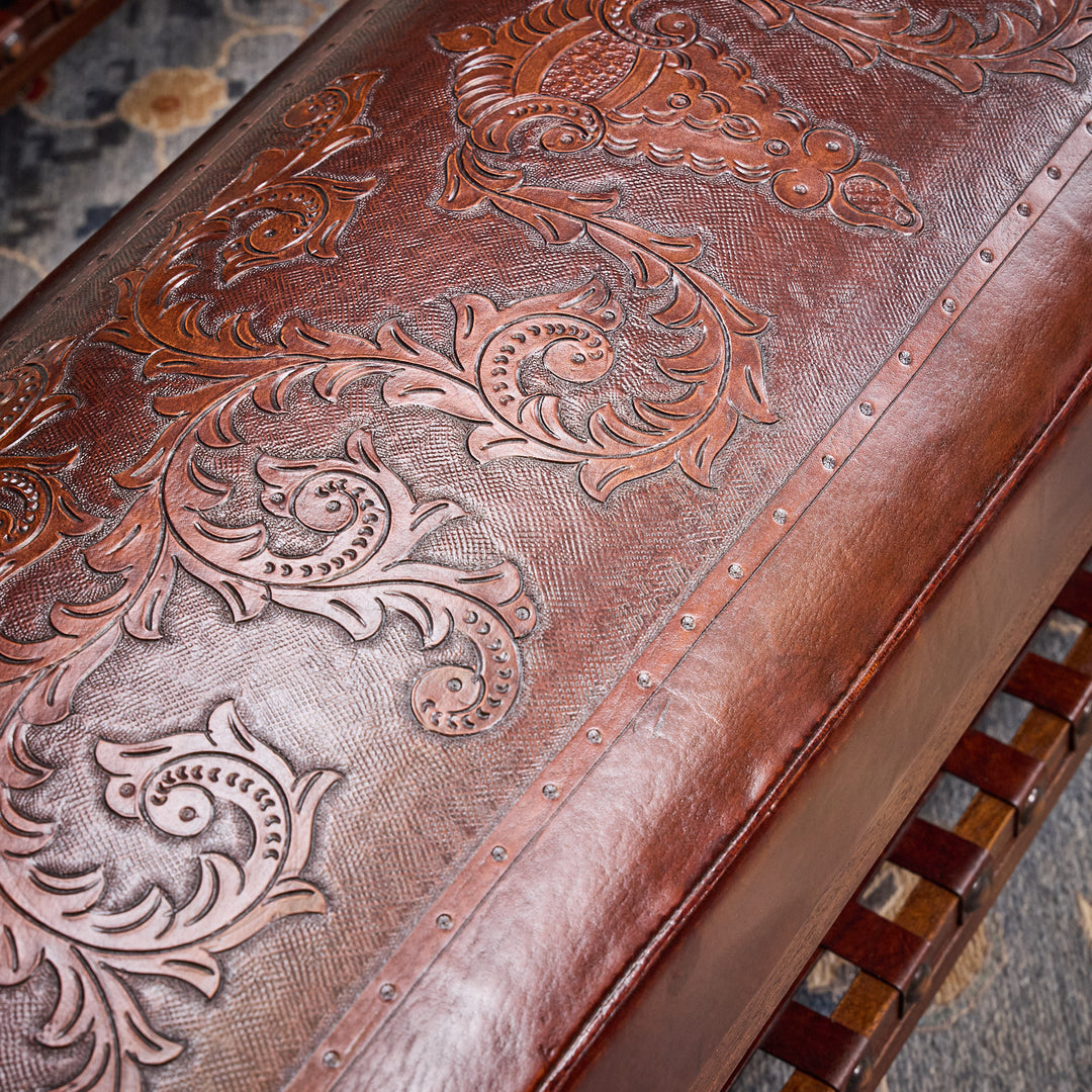 Rio Hondo Tooled Leather Bench