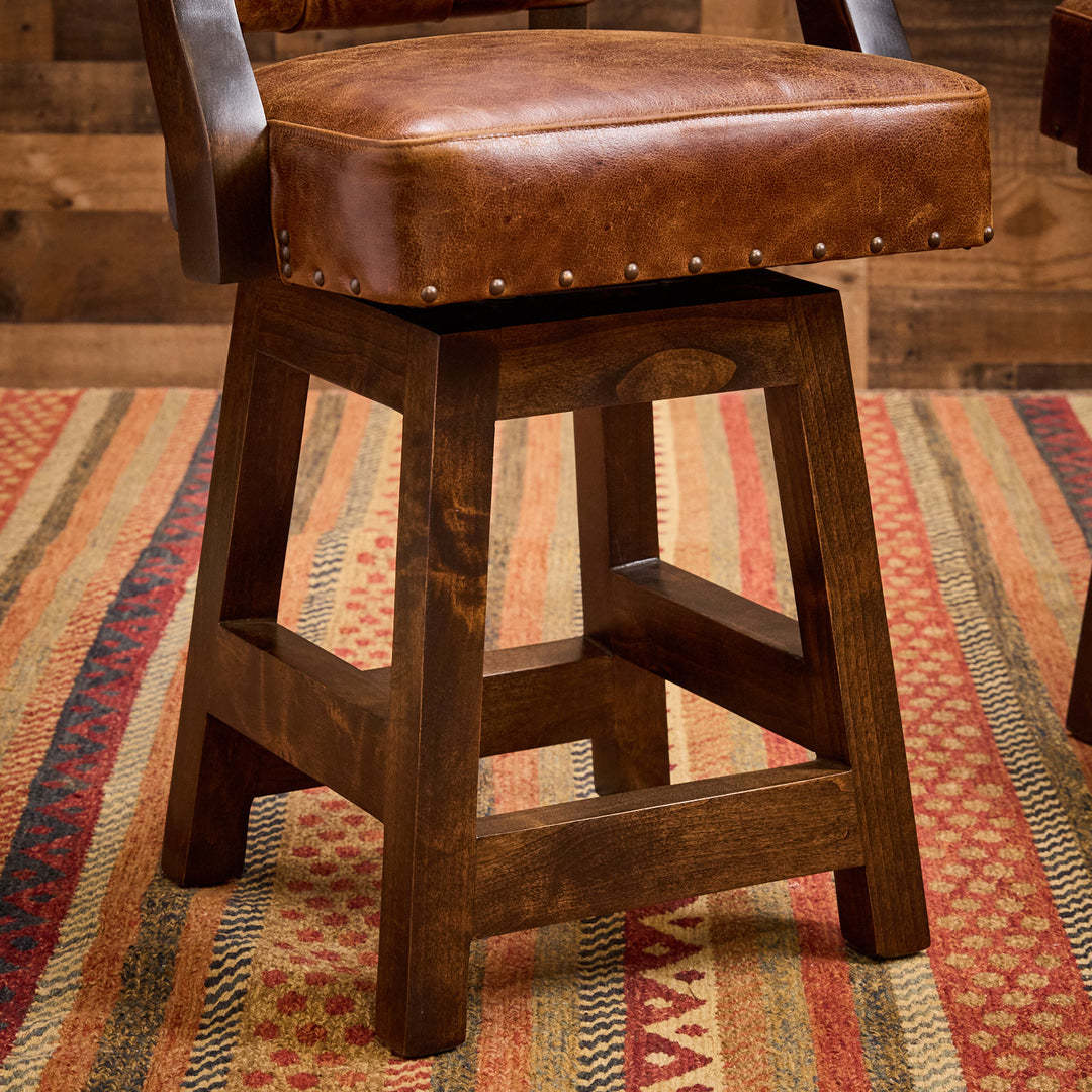 Decatur Croc Western Leather Bar Stool