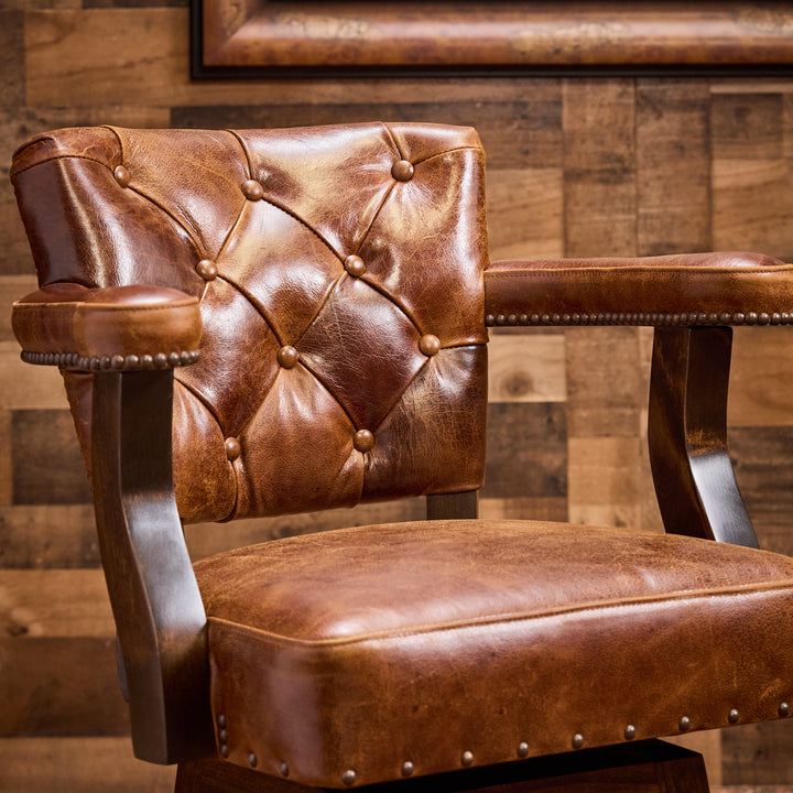Decatur Croc Western Leather Bar Stool