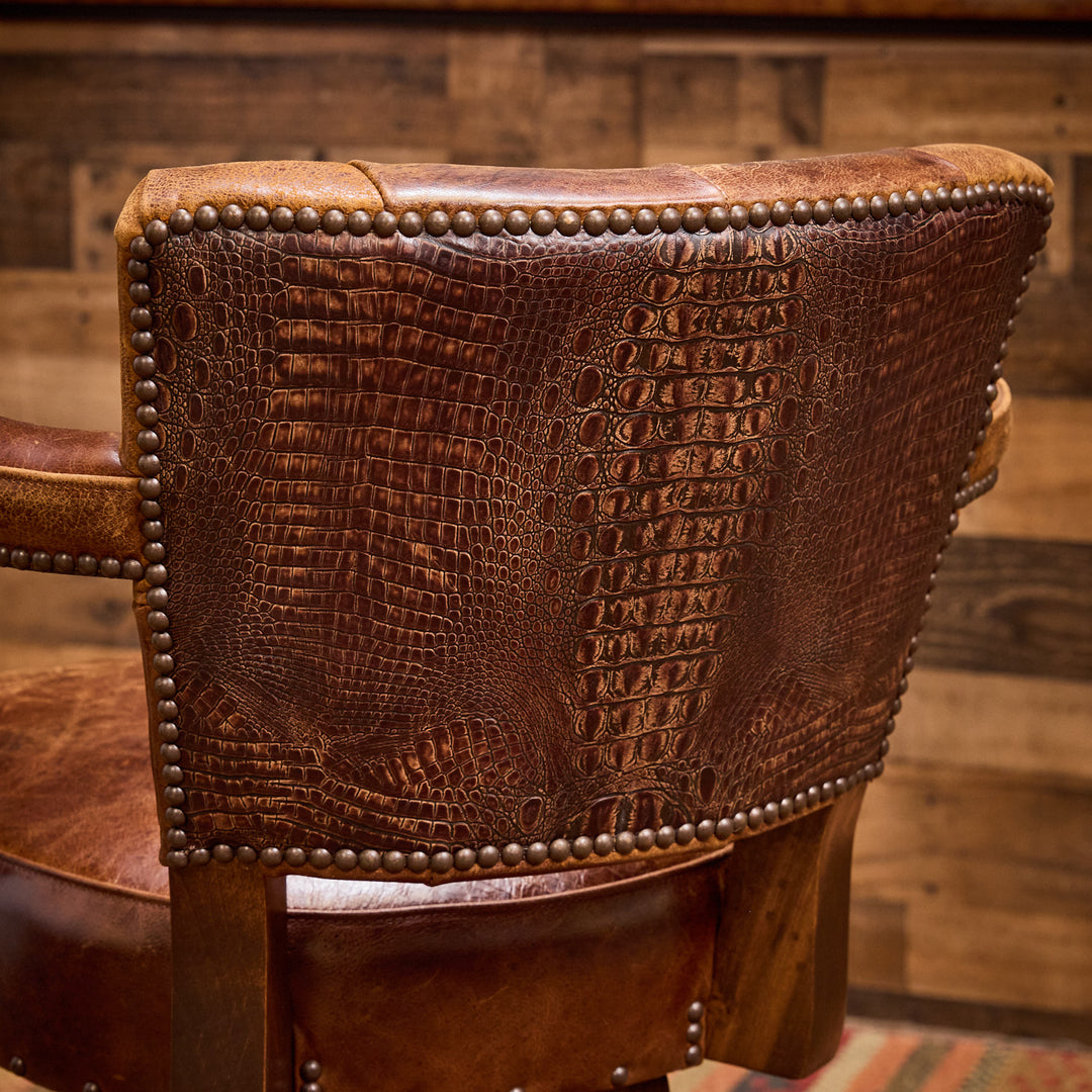 Decatur Croc Western Leather Bar Stool