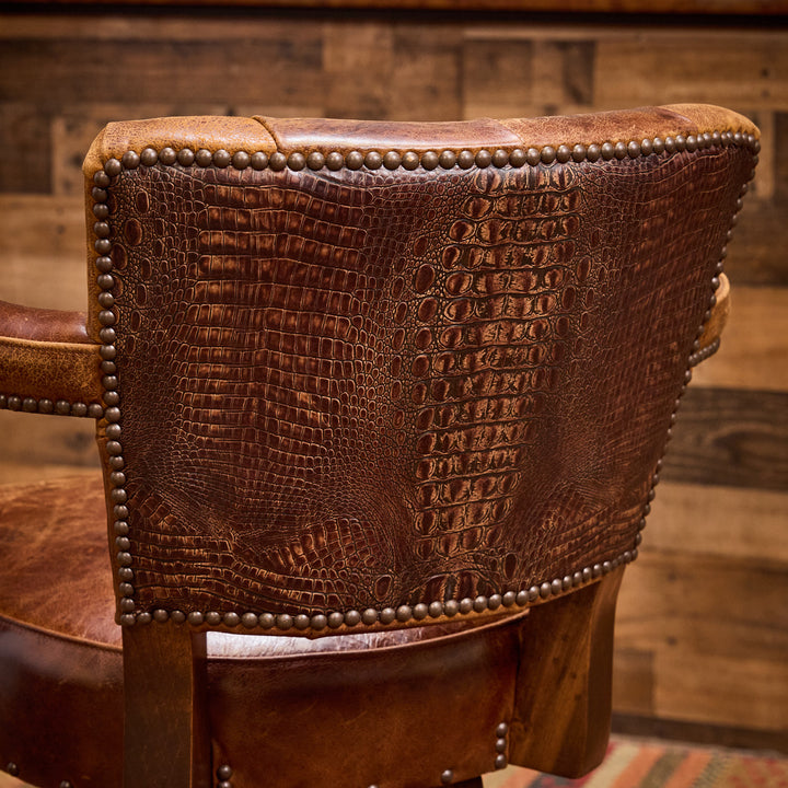 Decatur Croc Western Leather Bar Stool