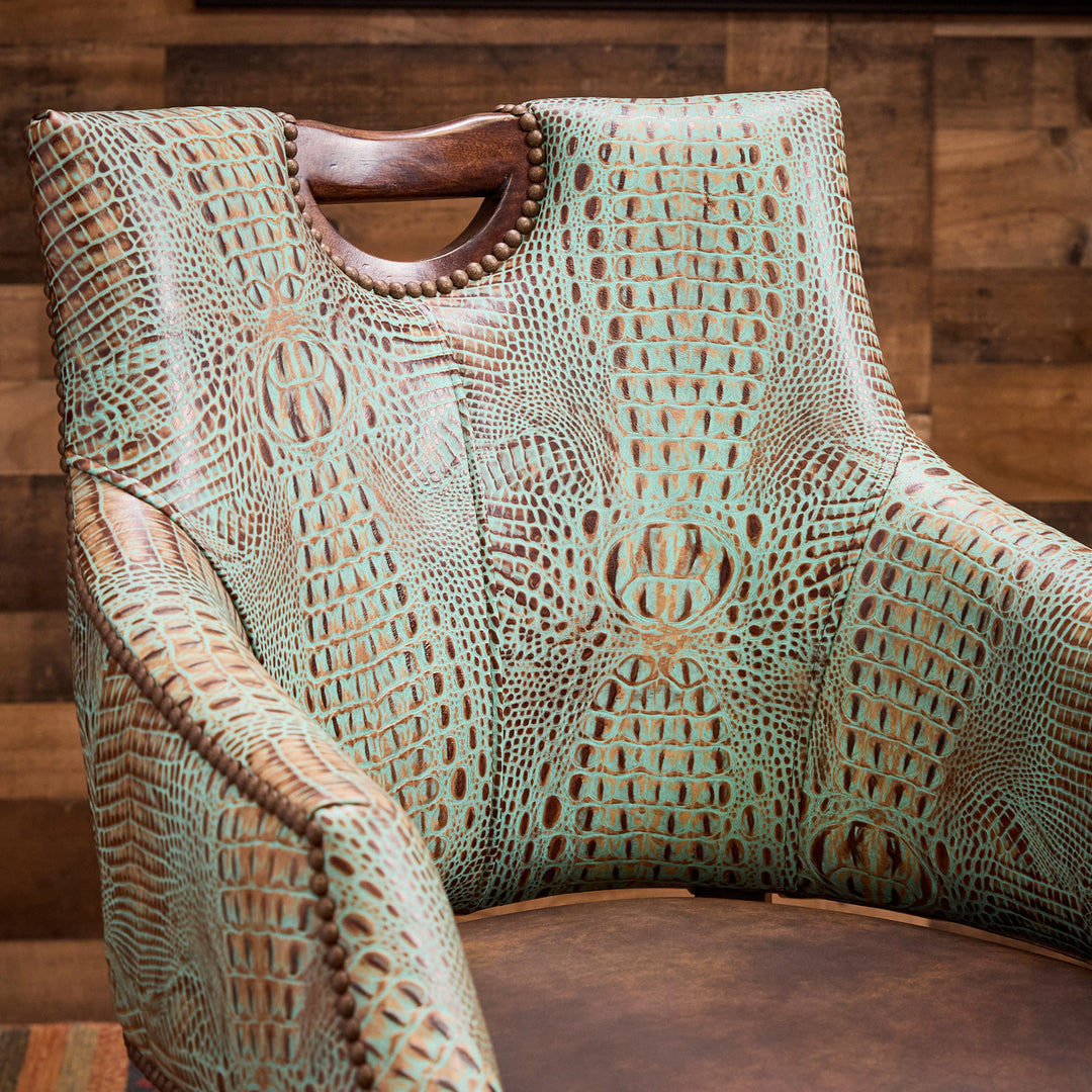 Turquoise Croc Leather Game Chair
