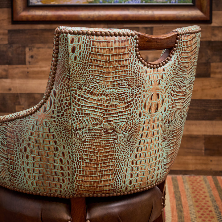 Turquoise Croc Leather Game Chair