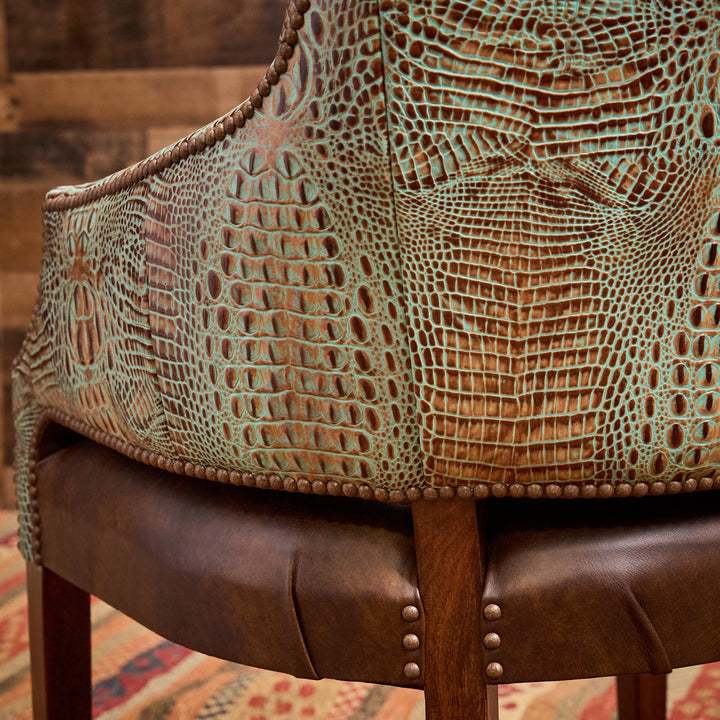 Turquoise Croc Leather Game Chair