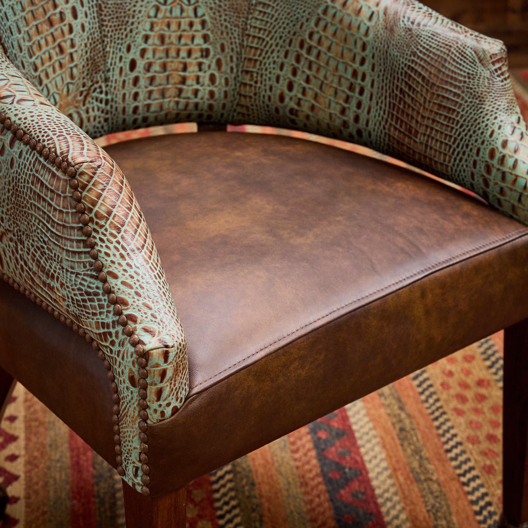 Turquoise Croc Leather Game Chair