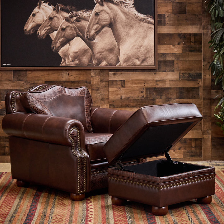 Carillo Western Leather Chair & Ottoman