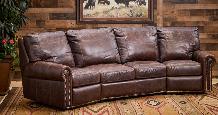 Panama Curved Leather Reclining Sofa