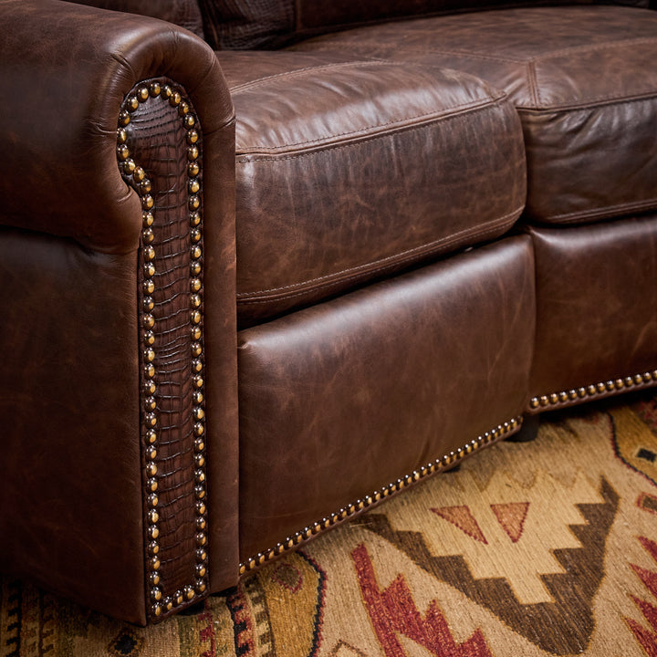 Panama Curved Leather Reclining Sofa
