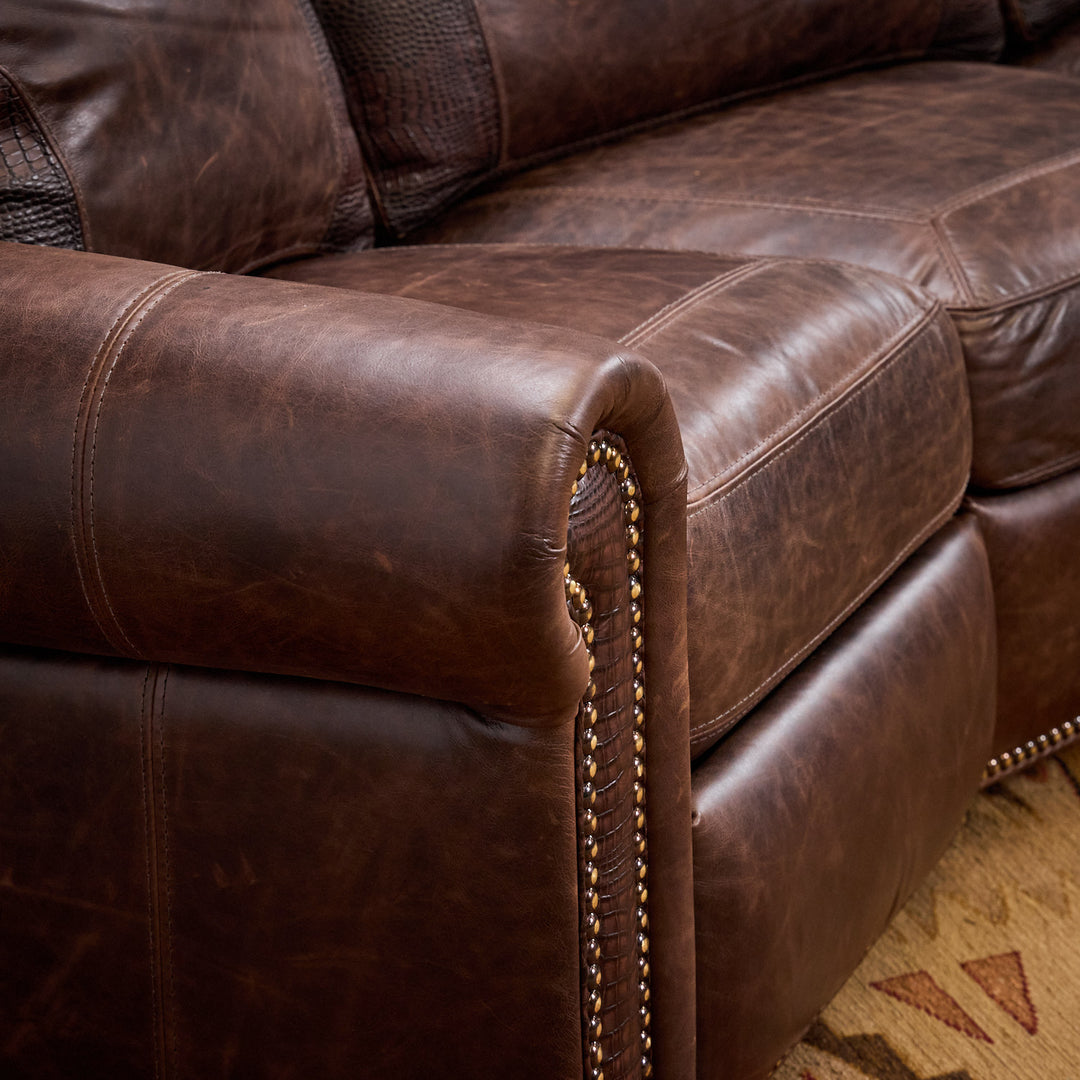 Panama Curved Leather Reclining Sofa