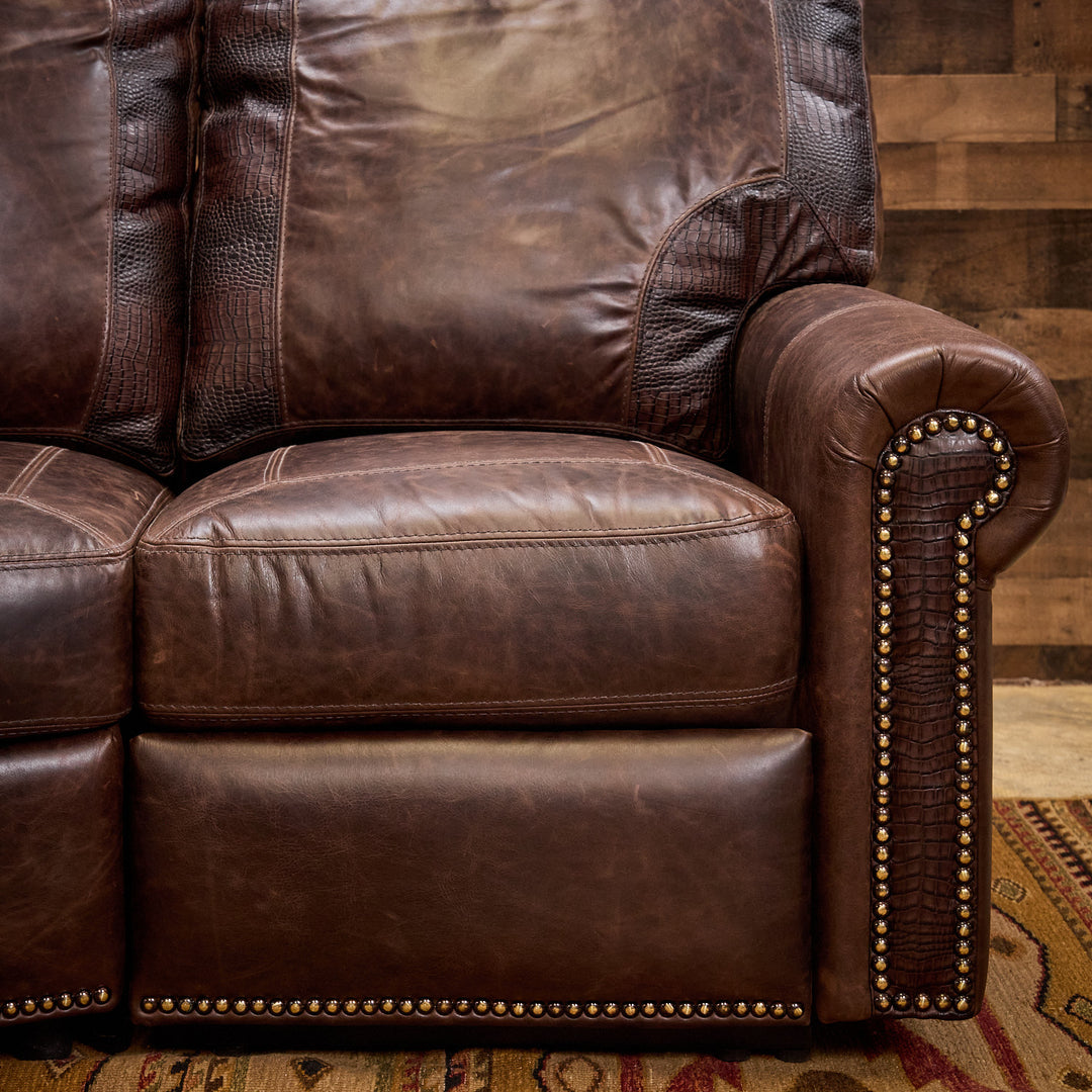 Panama Curved Leather Reclining Sofa