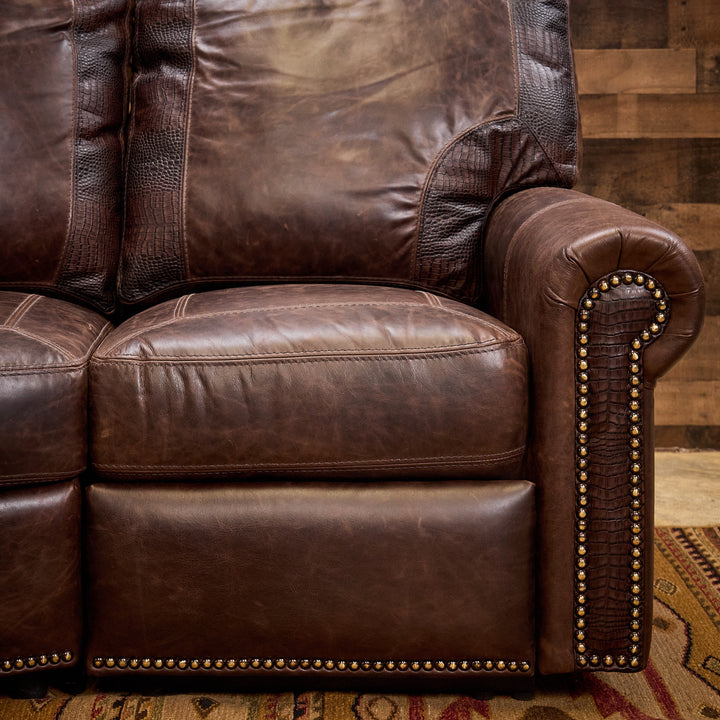Panama Curved Leather Reclining Sofa